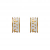 Brass Stud Earring, Letter C, gold color plated, fashion jewelry & for woman & enamel 