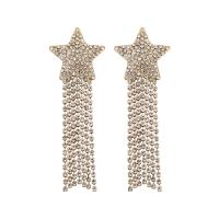 Fashion Fringe Earrings, Zinc Alloy, gold color plated, fashion jewelry & for woman & with rhinestone, golden 