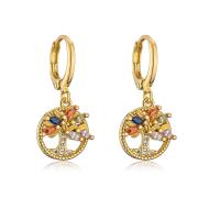 Cubic Zirconia Micro Pave Brass Earring, gold color plated, micro pave cubic zirconia & for woman & hollow 