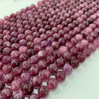 Single Gemstone Beads, Natural Lepidolite, Round, DIY purple Approx 38 cm 