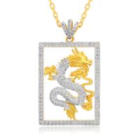 Zinc Alloy Jewelry Pendants, Dragon, plated, DIY & micro pave cubic zirconia & for man 