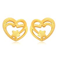 Zinc Alloy Stud Earring, Heart, gold color plated, fashion jewelry & for woman & hollow, golden 