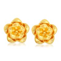 Zinc Alloy Stud Earring, Flower, gold color plated, fashion jewelry & for woman, golden 