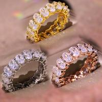 Cubic Zirconia Micro Pave Brass Finger Ring, plated & micro pave cubic zirconia & for woman 