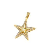 Colgante de Micro Pavé de Zirconía Cúbica, metal, Estrella, chapado en color dorado, micro arcilla de zirconia cúbica & para mujer, 23x29mm, 5PCs/Bolsa, Vendido por Bolsa