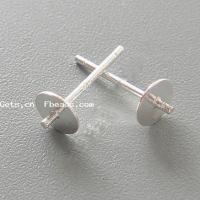 Sterling Silver Earring Stud Component, 925 Sterling Silver, plated 