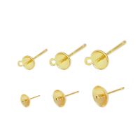 Brass Earring Stud Component, plated, DIY 