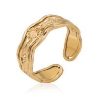 Anillo de dedo de acero Titanium de, Partículas de acero, Galvanoplastia al vacío, Ajustable & para mujer, dorado, 17mm, Vendido por UD