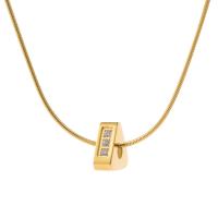 Collier de bijoux de titane, Acier titane, avec 1.96 inch chaînes de rallonge, Placage de couleur d'or, pavé de micro zircon & pour femme Environ 17 pouce, Vendu par PC