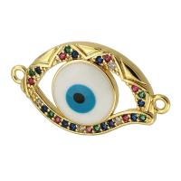 Evil Eye Jewelry Connector, Brass, gold color plated, fashion jewelry & DIY & micro pave cubic zirconia & enamel, multi-colored Approx 1.5mm 