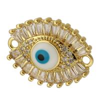 Evil Eye Jewelry Connector, Brass, gold color plated, fashion jewelry & DIY & micro pave cubic zirconia & enamel, golden Approx 1.5mm 