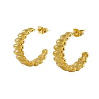 Boucles d'oreilles en acier titane, Plaqué or 18K, bijoux de mode & pour femme, doré, 21mm, Vendu par paire