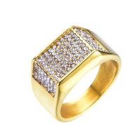 Strass Edelstahl Fingerring, 304 Edelstahl, goldfarben plattiert, verschiedene Größen vorhanden & für den Menschen & mit Strass, goldfarben, 12x20mm, verkauft von PC