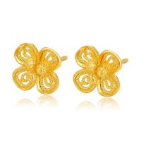 Zinc Alloy Stud Earring, Flower, gold color plated, fashion jewelry & for woman, golden 