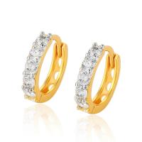 Zinc Alloy Huggie Hoop Earring, Donut, gold color plated, fashion jewelry & for woman & with rhinestone, golden 