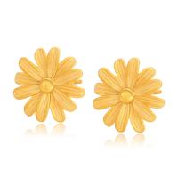 Zinc Alloy Stud Earring, Flower, gold color plated, fashion jewelry & for woman, golden 