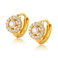 Zinc Alloy Huggie Hoop Earring, gold color plated, fashion jewelry & for woman & with rhinestone, golden 