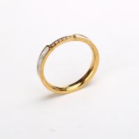 Anillo de dedo de acero Titanium de, Partículas de acero, con Nácar Blanca, Recubrimiento iónico al vacío, diverso tamaño para la opción & para mujer & con diamantes de imitación, más colores para la opción, Vendido por UD