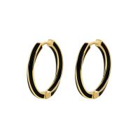 Brass Huggie Hoop Earring, Donut, plated, for woman & enamel 