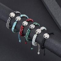 Edelstein Armbänder, mit Knotenschnur & Zinklegierung, Doppelschicht & verschiedenen Materialien für die Wahl & unisex, 8mm, Länge:ca. 7.5-11.8 ZollInch, verkauft von PC