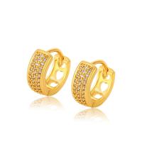 Zinc Alloy Huggie Hoop Earring, Donut, gold color plated, fashion jewelry & micro pave cubic zirconia & for woman, golden 