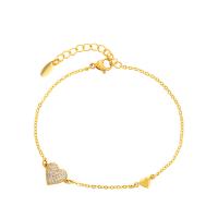 Zinc Alloy Rhinestone Bracelets, with 3cm extender chain, Heart, gold color plated, fashion jewelry & for woman & with rhinestone, golden, 8mm Approx 17 cm 