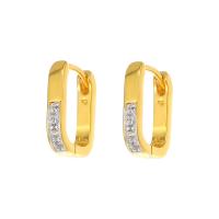 Zinc Alloy Huggie Hoop Earring, gold color plated, fashion jewelry & for woman & with rhinestone, golden 