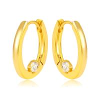 Zinc Alloy Huggie Hoop Earring, Donut, gold color plated, fashion jewelry & for woman & with rhinestone, golden 