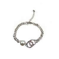 Zinc Alloy Rhinestone Bracelets, with Plastic Pearl, Unisex & with rhinestone Approx 6-7 Inch 