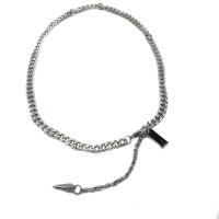 Titanium Steel Jewelry Necklace, fashion jewelry & for man & with rhinestone, original color Approx 45 cm 