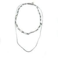 Titanium Steel Jewelry Necklace, Double Layer & fashion jewelry & Unisex & snake chain, original color Approx 40-50 cm 