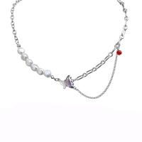 Collier de bijoux de titane, Acier titane, avec perle de plastique, papillon, bijoux de mode & pour femme, couleur originale Environ 40 cm, Vendu par PC