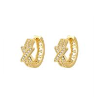 Cubic Zirconia Micro Pave Brass Earring, plated, micro pave cubic zirconia & for woman 