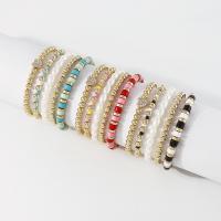 BCC Bracelets en plastique , plastique revêtu de cuivre, avec résine & perle de plastique, Placage de couleur d'or, 5 pièces & élastique & style folk & pour femme & avec strass, plus de couleurs à choisir, Diamètre inté Environ 53mm, Vendu par fixé