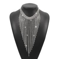 Fashion Fringe Necklace, Zinc Alloy, plated, vintage & for woman & with rhinestone .76-18.89 Inch 