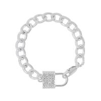 Zink Legierung Eisen Kette Armbänder, mit Zinklegierung, Türschloss, plattiert, Modeschmuck & für Frau & mit Strass, keine, Länge:18.8 ZollInch, verkauft von PC