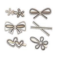 Alligator Hair Clip, Zinc Alloy, plated, for woman & enamel & with rhinestone 60-80mm 