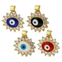 Fashion Evil Eye Pendant, Brass, gold color plated, fashion jewelry & DIY & micro pave cubic zirconia & enamel Approx 3mm 