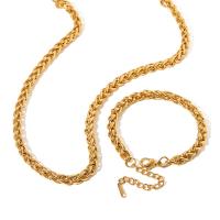 Edelstahl Schmuck Halskette, 304 Edelstahl, mit Verlängerungskettchen von 6, 18K vergoldet, Modeschmuck & verschiedene Stile für Wahl & für Frau, Goldfarbe, 6mm, Länge:40 cm, 17 cm, verkauft von PC