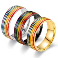 Anillo de dedo de acero Titanium de, Partículas de acero, unisexo & diverso tamaño para la opción & esmalte, más colores para la opción, 8x2mm, Vendido por UD