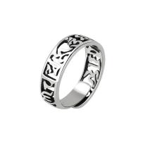 Messing Fingerring, silberfarben plattiert, Einstellbar & Modeschmuck & unisex & hohl, Silberfarbe, 6.3mm, Größe:8, verkauft von PC