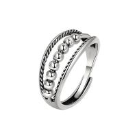 Messing Fingerring, silberfarben plattiert, Einstellbar & Modeschmuck & für Frau, Silberfarbe, 9.4mm, Größe:7.5, verkauft von PC