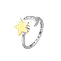 Messing Fingerring, Mond und Sterne, plattiert, Einstellbar & Modeschmuck & für Frau, 9.5mm, Größe:7, verkauft von PC