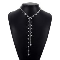 Fashion Fringe Necklace, Zinc Alloy, plated, vintage & for woman & with rhinestone .37-18.3 Inch 