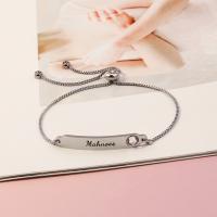 Stainless Steel Chain Bracelets, 304 Stainless Steel, adjustable & box chain & with letter pattern & for woman, original color Approx 50-90 mm 