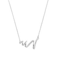 Collier de bijoux en argent , argent sterling 925, Placage de couleur platine, pour femme Environ 15.35 pouce, Vendu par PC