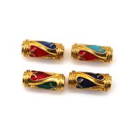 Enamel Zinc Alloy Beads, Column, gold color plated, DIY 