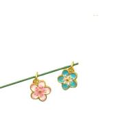 Zinc Alloy Enamel Pendants, Flower, sang gold plated, Unisex 10mm 