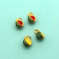 Zinc Alloy Enamel Pendants, Watermelon, sang gold plated, DIY 10mm 