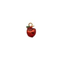 Zinc Alloy Enamel Pendants, Apple, gold color plated, DIY, red, 10mm 